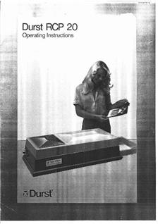 Durst RCP 20 manual. Camera Instructions.